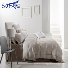 new design Nantong wholesale Grey bedding set 100% cotton embroidery bed sheet set/ hotel bed linen/hotel linen